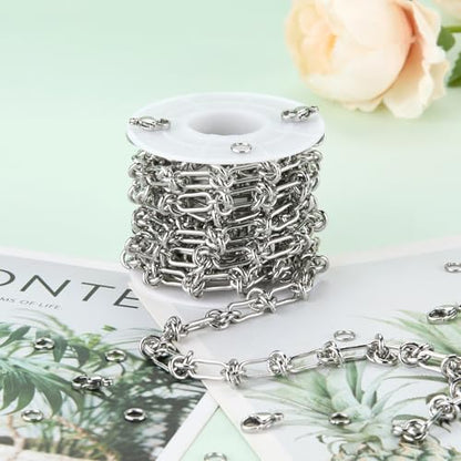 UMAOKANG Stainless Steel Chain for Jewelry Making Buckles Link Chains | 2 Meters Paperclip Chain on Spool Jewelry Making Chains DIY Supplies Findings - color: Knot (Steel)