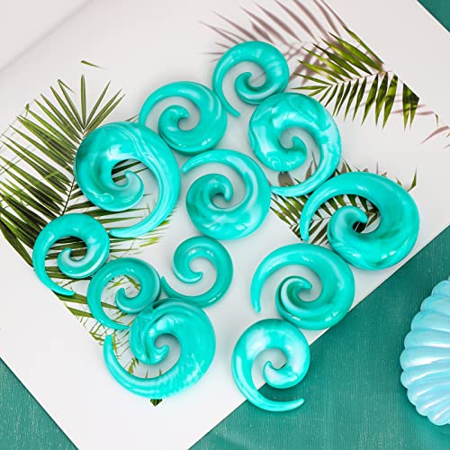 Qmcandy 00G-20mm Ear Stretching Kit 36PCS Big Gauge Taper Kit Large Acrylic Tunnel Plug Spiral Set - color: 36pcs, Turquoise White