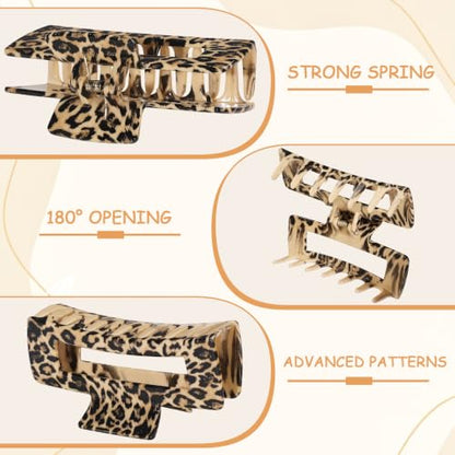 laxizar 4 Pcs Hair Clips 4.1 Inch Claw Clips Leopard Hair Accessories - color: leopard print 2