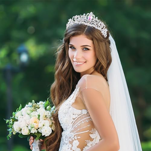 TAROSE Tiaras for Women, Birthday Crown and Sash for Girls | Birthday Sash Sunglasses Outfit, Birthday Gift for Women Girls, Goddess Crown Bride/Halloween/Prom/Party/Costume - color: 1 D. Silver+ab