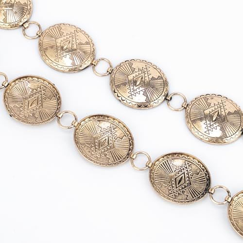 ILuvatar Western Metal Concho Belt for Women Cowgirl Waist Chain for Women Dress Pants Adjustable - color: Gold-s49
