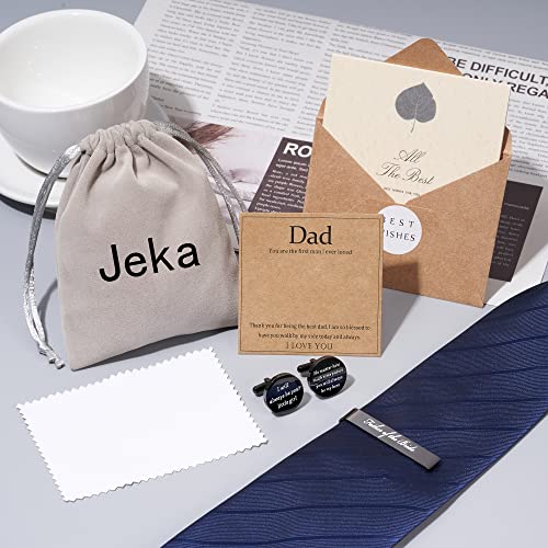 Jeka Father of The Bride/Groom Wedding Gifts Tie Bars & Cufflinks | Wedding Tie Bar & Cufflinks Set for Men, Father of the Bride, Father of the Groom, Father-in-Law Gifts - style: Father of The Bride-Black