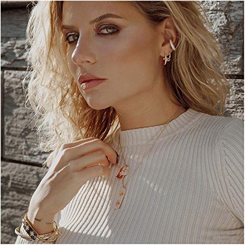 Ear Cuffs for Women - CZ Paved Hoop Conch Cuff Earrings for Men - Sparkle Rhinestones Clip On Wrap Earrings Non Pierced - color: Gold - White CZ