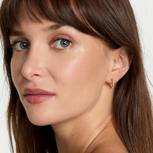 Gold Hoop Earrings for Women 14K Gold Plated | 925 Sterling Silver Post Hypoallergenic Hoop Earrings - color: Gold, size: 14mm