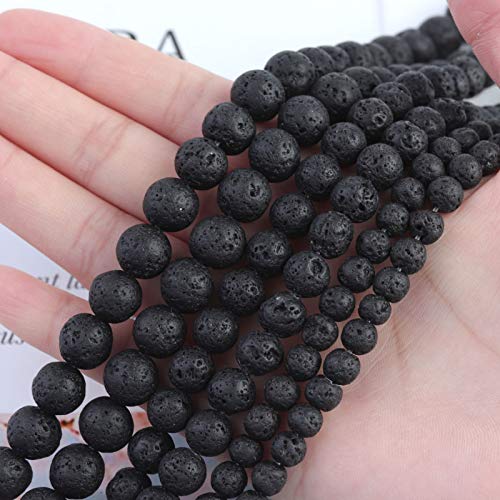 Natural Stone Beads 8mm Black Lava Polished Round Smooth Gemstone Beads for Jewelry Making 15 Inch(Black Lava,8mm) - color: Black Lava, size: 8mm