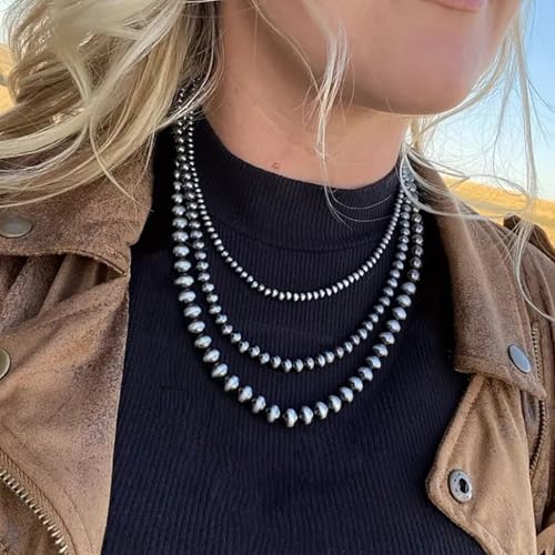 Matte Black Necklace with Triple Strands Designs Portable for Formal Outfits and Casual Styles Everyday Elegant Necklace - color: Double layer