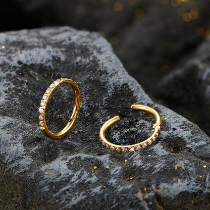 FASACCO 20G 18G 16G Cartilage Hoop Earring 316L Surgical Steel Silver Huggie Hoop Earrings Hypoallergenic Hinged Segment Rings Septum Nose Hoops Daith Conch Helix Tragus Piercing Jewelry 6mm/8mm/10mm - style: Gold-20G-6MM