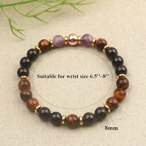 KSQS Healing Stone Bead Bracelet for Women, Natural Gemstones Balance Protection Bracelet, Spiritual Crystal Beads Bracelet Anxiety Relief with Meaning Card - color: No Negativity