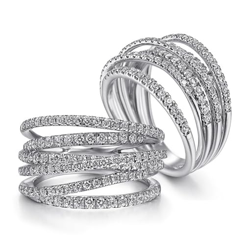 PAVOOI 14K Gold Plated X Ring Simulated Diamond CZ Criss Cross Ring for Women Juude Jewelers Silver Rose Gold Braided Wrap Knot Style Promise Statement Cocktail Party Ring(Silver.A-US Code-6) - color: SILVER.A, size: (US Code-6)