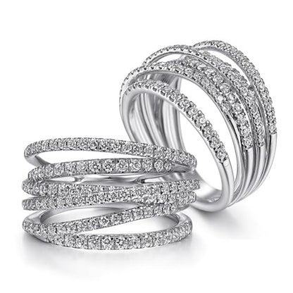 PAVOOI 14K Gold Plated X Ring Simulated Diamond CZ Criss Cross Ring for Women Juude Jewelers Silver Rose Gold Braided Wrap Knot Style Promise Statement Cocktail Party Ring(Silver.A-US Code-6) - color: SILVER.A, size: (US Code-6)