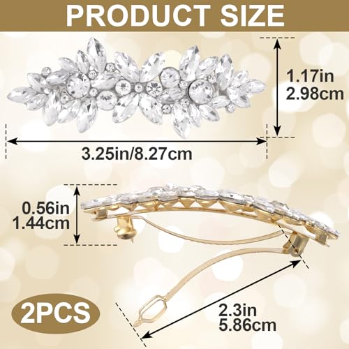 Joez Wonderful 2 Pcs Rhinestone Hair Clips, Silver Bridal Hair Accessories for Women, Sparkly Crystal Hair Pins, Fancy Flower Hair Barrettes for Wedding, Bride (Gold, Silver) - color: Rhinestone (Gold, Silver)