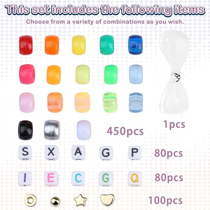 Pony Beads for Bracelets 530 Pcs Pony Beads Bulk Kandi Beads Friendship Bracelet Kit Kandi Bracelet Kit Beads for Crafts 9mm - color: Pony beads