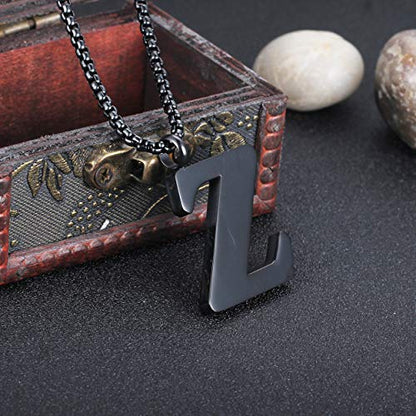 Initial 26 Letter A to Z Pendant Necklace for Teen Women Men 24" Chain | Large Alphabet Letter Personalized Charm Pendant,Engraving Red 'I CAN DO ...' on Back - style: Z