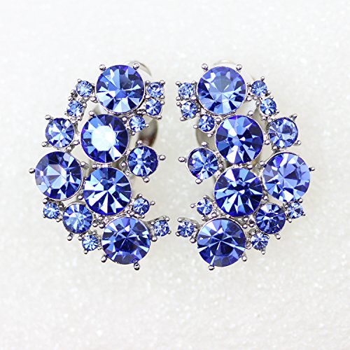 Faship Gorgeous Clip Ons Floral Earrings - color: Blue