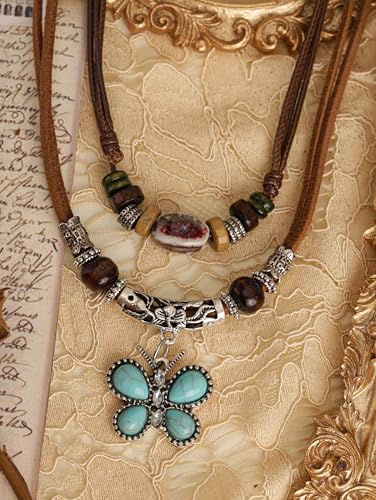 MINACHI Layered Boho Wood Bead Choker Necklace, Hollow Flower Charm, Personality Jewelry for Men and Women - style: Necklace R23-049