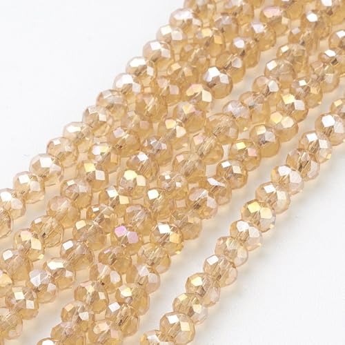 1110pcs Faceted Rondelle Glass Seed Beads 3x2mm Mini Crystal Loose Spacer Beads for DIY Friendship Bracelet Necklace Beading Craft Jewelry Making Ornament, Wheat - color: Wheat