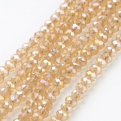 1110pcs Faceted Rondelle Glass Seed Beads 3x2mm Mini Crystal Loose Spacer Beads for DIY Friendship Bracelet Necklace Beading Craft Jewelry Making Ornament, Wheat - color: Wheat