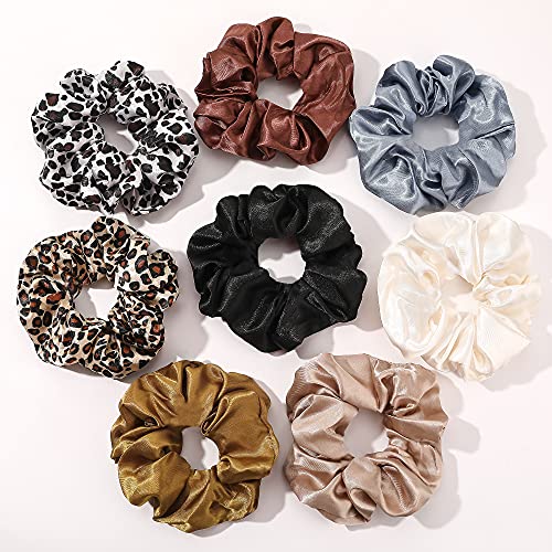 Scrunchies Hair Ties Silk Satin Scrunchy - Hair Elastics Bands Ponytail Holder Pack of Neutral Scrubchy Hair Accessories Women Girls - color: Satin Mixed color