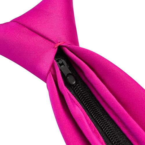 Branduce 3.15"（8cm） Mens Solid Satin Tie Pre-tied Adjustable Zipper Necktie for Business and Wedding - color: Hot Pink