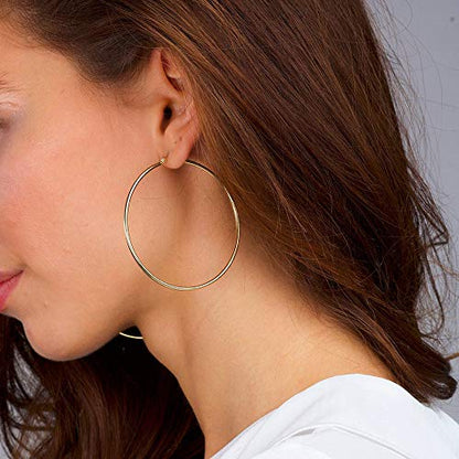 M MOOHAM Hoop Earrings for Women, Hypoallergenic 14K Gold Plated Earrings | Gold Plated Hoop Earrings Set for Sensitive Ears, Earring Stack for Women Trendy, Jewelry Gifts Lightweight 13-60mm - color: 2pcs-60mm-Gold-plated