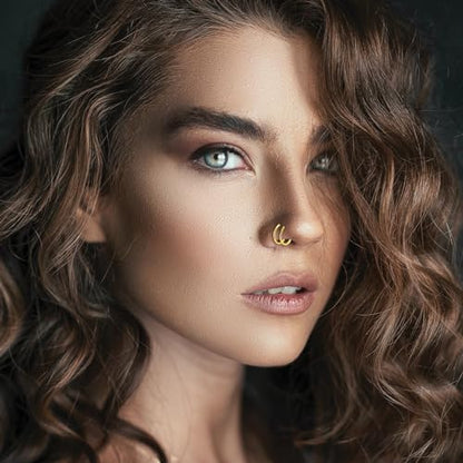 27-60 Pcs Nose Rings for Women Nose Piercing Jewelry Silver Nose Rings Studs 20G Surgical Nose Rings Hoops Nose Rings L Shaped Studs Screw Stainless Steel Nose Piercings for Women Men - color: gold-20G-21 pcs