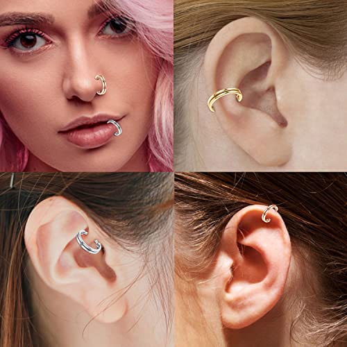 FUNLMO 18G 16G Septum Jewelry Triple Stacked Septum Nose Ring Surgical Steel Daith Conch Helix Cartilage Lobe Piercing Jewelry - color: Style 3: Silver-double stack