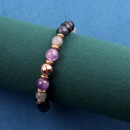 KSQS Healing Stone Bead Bracelet for Women, Natural Gemstones Balance Protection Bracelet, Spiritual Crystal Beads Bracelet Anxiety Relief with Meaning Card - color: Anxiety Stress