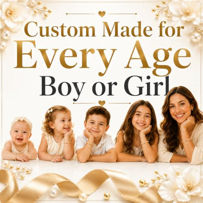 Baby Crystals Custom 14K Gold-Plated Initial Bracelet Charm, Birthday Keepsake Jewelry - style: Rosaline Pearls