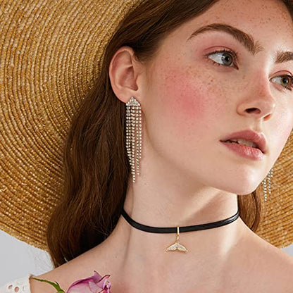 HERIER Rhinestone Earrings Dangling for Women Chandelier Statement Tassel Earrings Girls Silver Sparkly Drop Cubic Zirconia Crystal Earrings Long Dangle Costume Jewelry - color: Silver-Triangle Tassel