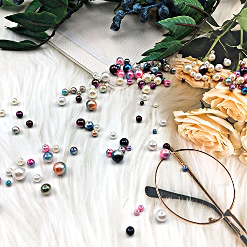 1890pcs 6 Colors Gradient Imitation Pearls Faux ABS Pearl Beads Smooth Rainbow Beads for DIY Jewelry Making Earrings Necklaces Bracelets(4/6/8/10mm Mixed) - color: Rainbow