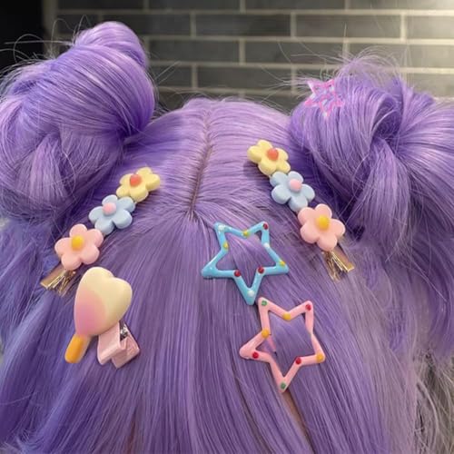 Star Hair Clips Snap Hair Barrettes Non Slip Star Hair Accessories Glitter Colors polka dots Metal Hair Clips for Girls Women -15 PCS 1.18" - color: 15 P -1.18"-Glitter polka dots