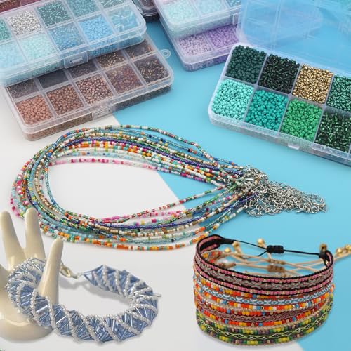 5000pcs Blue Glass Seed Tube Bugle Beads for DIY Jewelry Making | 12/0 Waist Beads Kit, Embroidery Beads, 2mm Small Tiny Beads for Bracelets Necklaces Earrings, 10 Colors - color: Dark Blue
