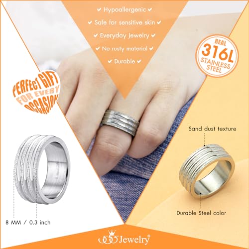 555Jewelry 4mm Sandblast Stainless Steel CZ Wedding Band Ring for Women & Men - color: Silver Style 4