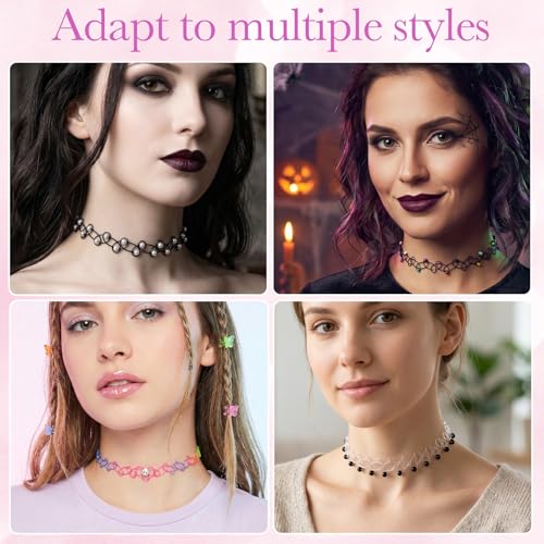 PAGOW Tattoo Choker Set, Stretchy 90s Choker Necklace, Adjustable Retro Y2K Gothic Grunge Chokers Jewelry Accessories - color: 12 Styles,12Pcs