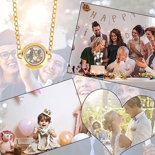 UNICRAFTALE 2Pc 2 Colors Glass Photo Charms Round Floating Lockets Connector Charms 17.5mm Inner Diameter Memory Locket Links Titanium Steel Pendants Bridal Wedding Bouquet Charms for Jewelry Making