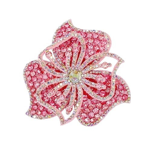 3.15" Bohemian Rhinestone Flower Brooch Pin for Women Laides Vintage Design Crystal Floral Brooches Lapel Pins Hair Clips for Clothes Elegant Wedding Christmas Party Dress Accessories Jewelry - color: Pink