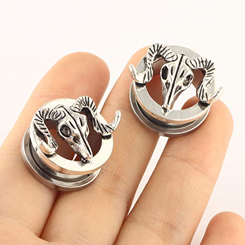 TIANCI FBYJS 8 Pairs CZ Gems Ear Tunnels Plugs Gauges Stainless Steel Tyrannosaurus Expander Stretcher Piercings Opal Glass Silicone Black Dinosaur - style: 16mm=5/8''