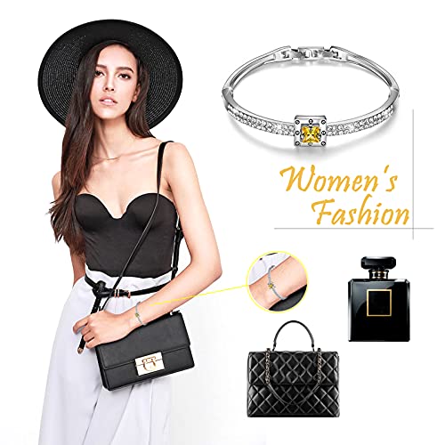 Fasion Jewelry Spiritual Guidance Bangle Bracelets For Women 18K Gold Plating Adjustable Bracelets with Crystal for Wife Girlfriend or Mothers, - color: Yellow