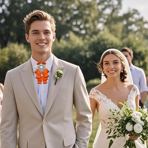 Big Rhinestone Bow Ties，Bowtie Pre-Tied Bowties Men Women | Suit for tuxedo party wedding - color: Orange