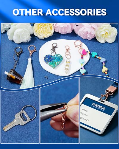 325PCS FIVEIZERO Keychain Making Kit - Keychain Clips with Key Ring, Lobster Claw Clasp, Swivel Snap Hook, Jumprings & Extender Chain for Crafts, DIY Projects & Purse Making Supplies (Black) - color: Black