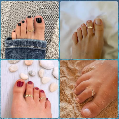 5Pcs Toe Rings for Women | Adjustable Toe Rings,Non Tarnish Ring,Open Band Toe Rings Set Summer Beach Gifts - color: Silver