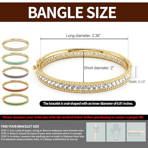AAA Cubic Zirconia Gold Bangle Bracelet for Women | 18K Gold Plated Fully Paved With Sparkling Cubic Zirconia, Minimalist Luxury Unique Statement Jewelry, Anti-Oxidation - color: Pink