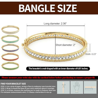 AAA Cubic Zirconia Gold Bangle Bracelet for Women | 18K Gold Plated Fully Paved With Sparkling Cubic Zirconia, Minimalist Luxury Unique Statement Jewelry, Anti-Oxidation - color: Pink