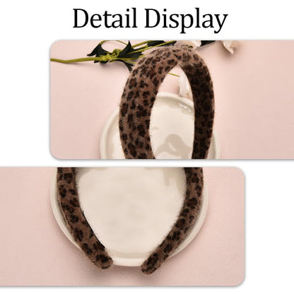 Guqqeuc Leopard Puffy Headband Wide Padded Headband for Women Girls Leopard Print Headbands for Women Cheetah Hairband Brown Sponge Headband for Long Short Hair Accessories