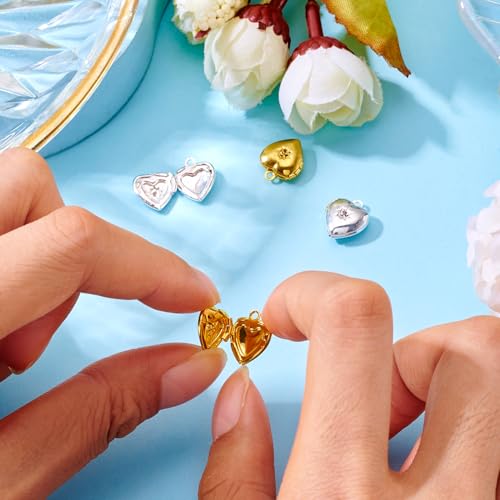 Elecrelive Locket Pendants Photo Frame Charms Memory Photo Charms Heart Locket Photo Frame Pendants - color: Gold, Silver