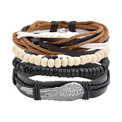6-12PCS Braided Faux Leather Bracelet Punk Cuff Wrap Bracelets for Men Women Adjustable - color: H:18pcs