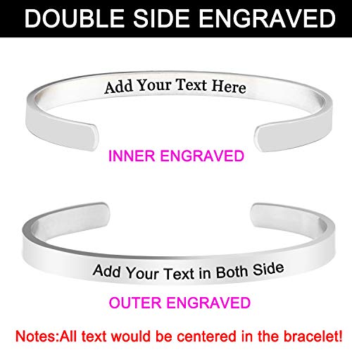 Amlion Personalized Bracelets for Women,Engraved Custom Bracelets Cuff Inspirational Personalized Gifts for Women Girls-Double Side Engraved - color: code