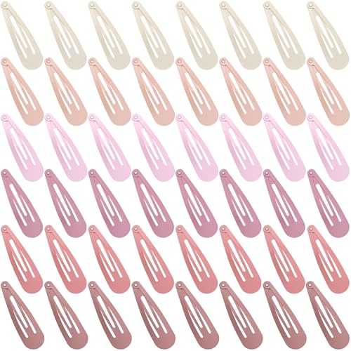 48 PCS Small Metal Barrettes For Women Non Slip Water Drop Snap Clips For Thick Thin Fine Hair Classic Accessories,Pink Rose Red Beige,1.97 x 0.5 In - color: Pink Rose Red Beige