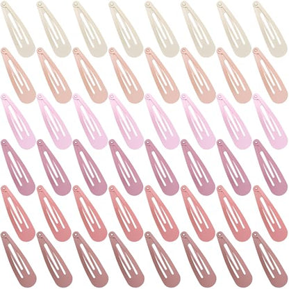48 PCS Small Metal Barrettes For Women Non Slip Water Drop Snap Clips For Thick Thin Fine Hair Classic Accessories,Pink Rose Red Beige,1.97 x 0.5 In - color: Pink Rose Red Beige