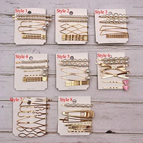 Messen Hair Pins Set Geometric Hair Clips Metal Hairpin Minimalist Hair Styling Jewelry Hair Clamps Accessories Barrettes Gold Bobby Pin for Girl Women (8 Pieces,Style 7)